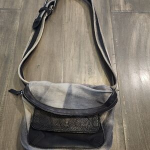 Free People Black and Gray Crossbody Bag